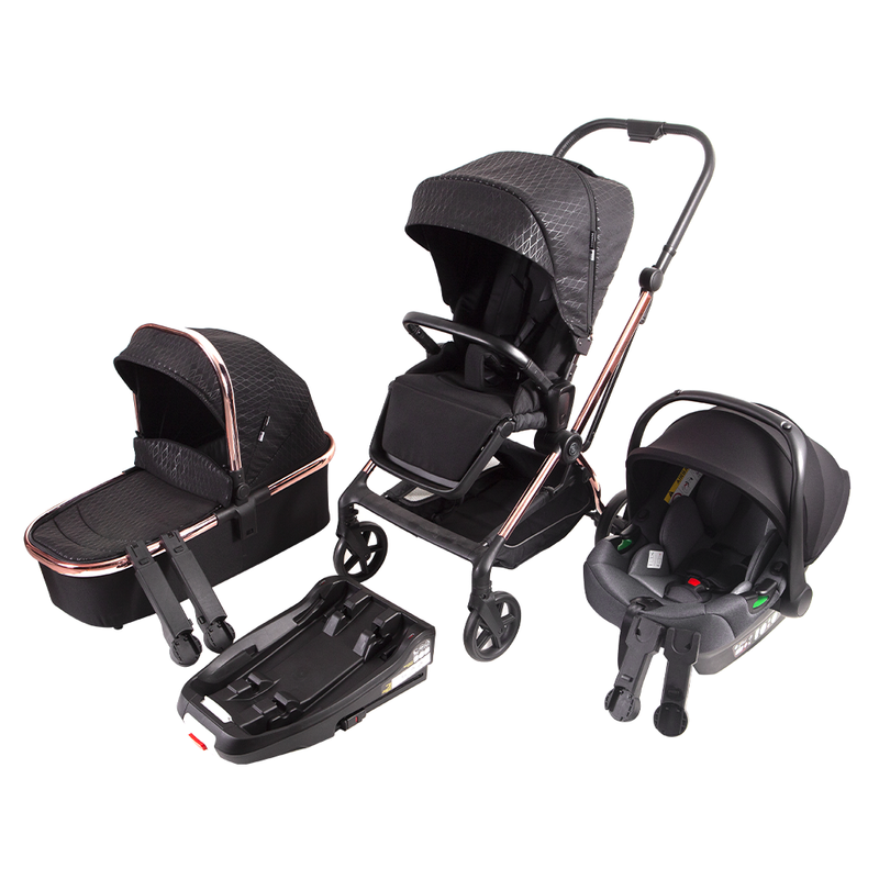 Sistema de viaje trio 3 en 1, cochecito con asiento y base para el automóvil infantil